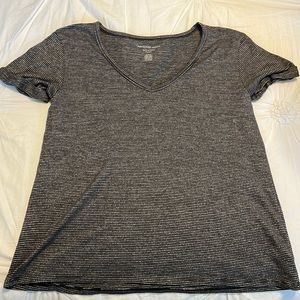 American Eagle Soft & Sexy Plush Short Sleeve Tee - Black/Gray Stripe